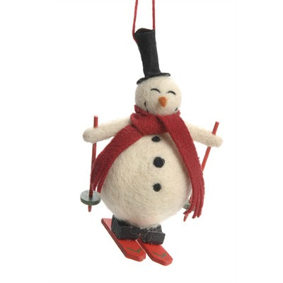 Wool Skiing Snowman