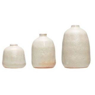 Terra-cotta Vases, Grey Sand Finish, Set of 3