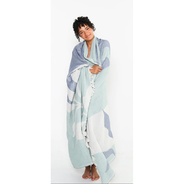 Tofino Towel Co. - Terra Botanical Throw - Denim/Sage