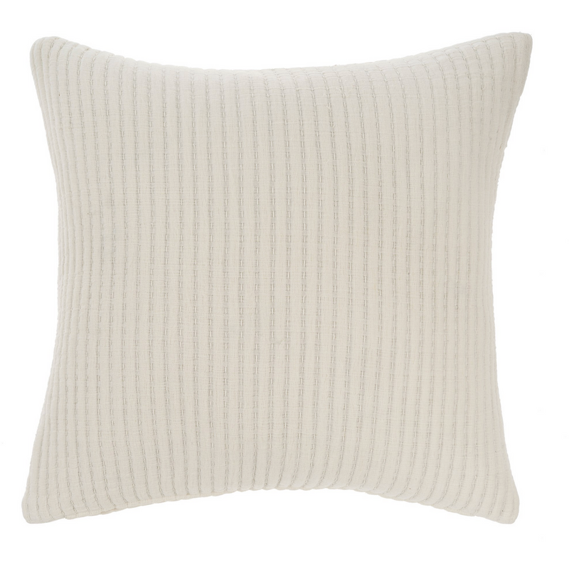 Kantha-Stitch Cushion - White 24x24