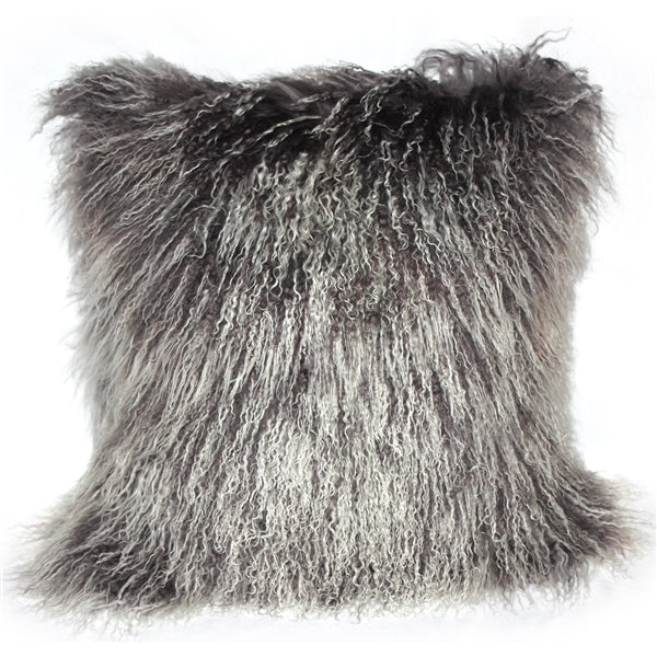 Mongolian Sheepskin Frosted Gray Cushion