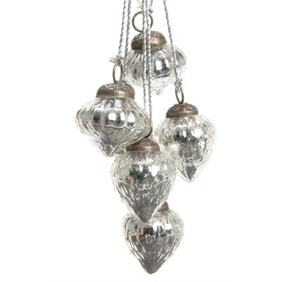 Set of Silver Glass Ornaments