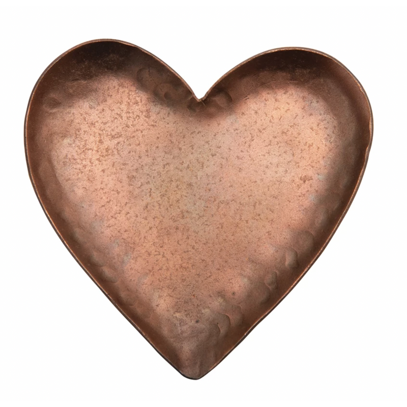 Pounded Metal Copper Plated Heart Dish