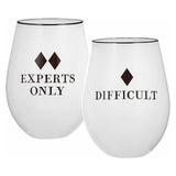 Experts and Difficult Stemless Wine Glasses - Set of 2