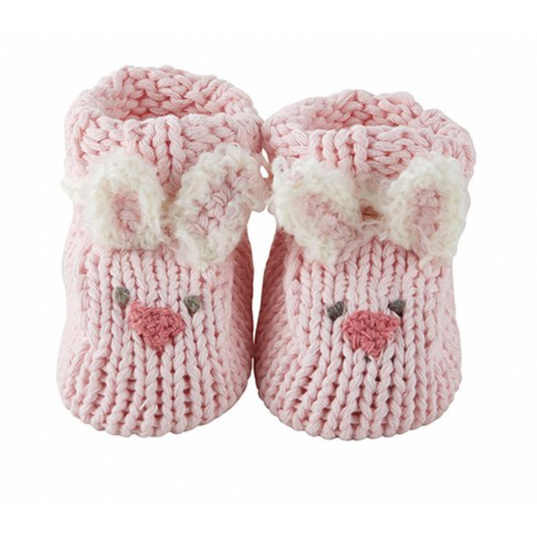Knit Booties - Pink Bunnie, Newborn