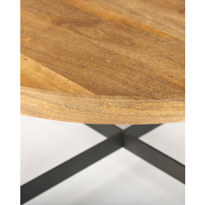 Marquisa Small Brown Wood w/ Black Metal Coffee Table